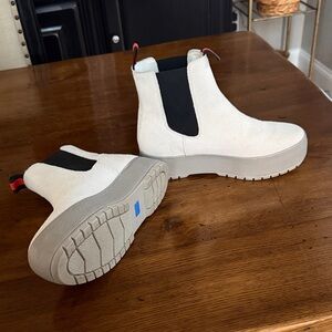 Keds Cream Ankle Boots with Black Accents